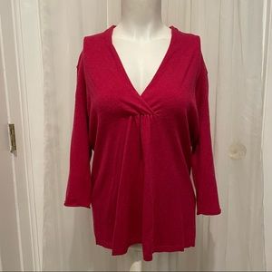 EILEEN FISHER FUCHSIA PINK CASHMERE BLEND SWEATER S/S